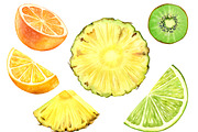Watercolor Tropical Fruits set, a Graphic by Akvarelldesign (Thumbnail 2 of 3)