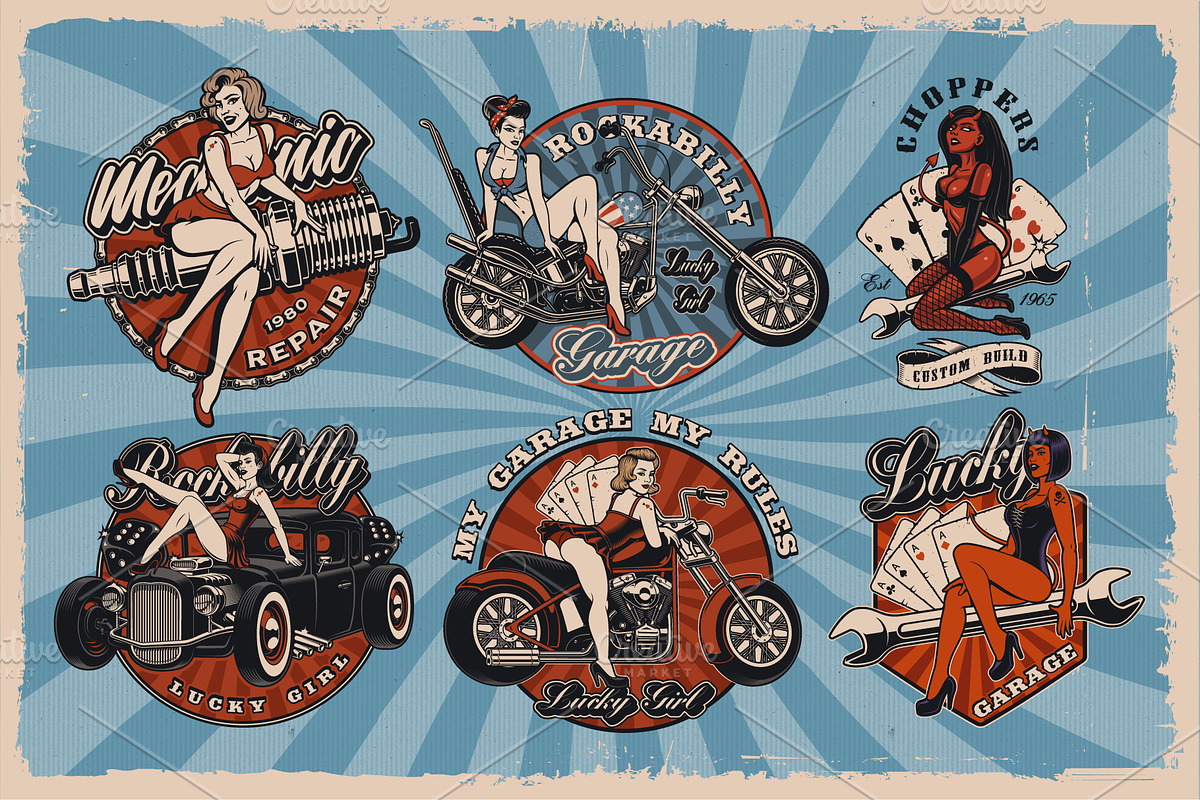 Pin Up Girls Bundle, an Illustration by Harry Kasyanov (Photo 2 of 6)