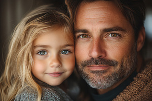Father and daughter sharing a joyful, a Photo by Tanuart