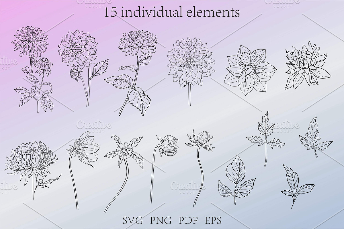 Dahlia Bouquet SVG Bundle, a Graphic by KostaDigitalArt (Photo 2 of 10)