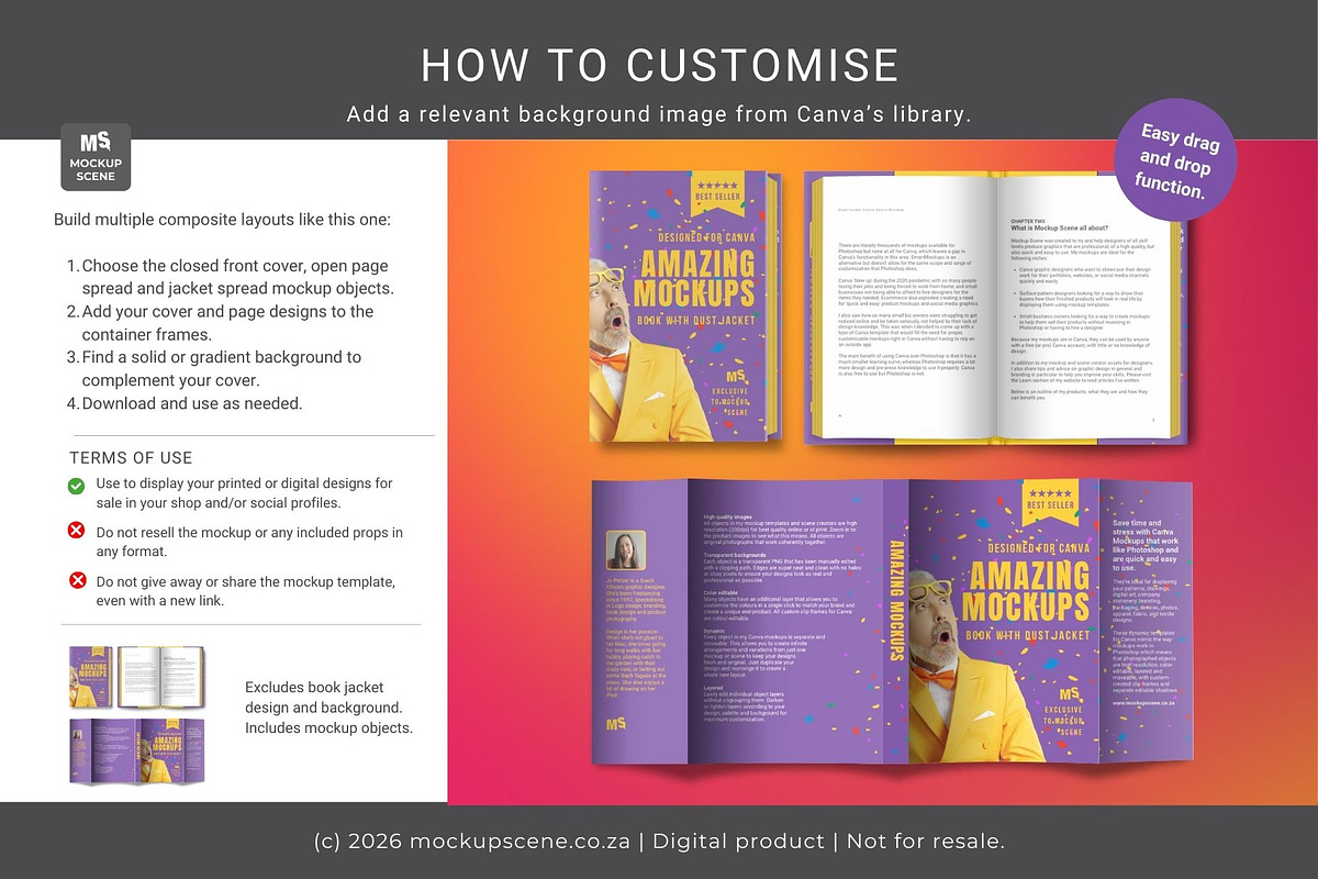 Book with Dust Jacket Canva Mockup, a Books & Magazine Mockup by Mockup Scene (Photo 11 of 13)