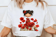 Whimsical Enjoy Poppy Girl Clipart, a Seasonal Illustration by designcity5 (Thumbnail 4 of 5)