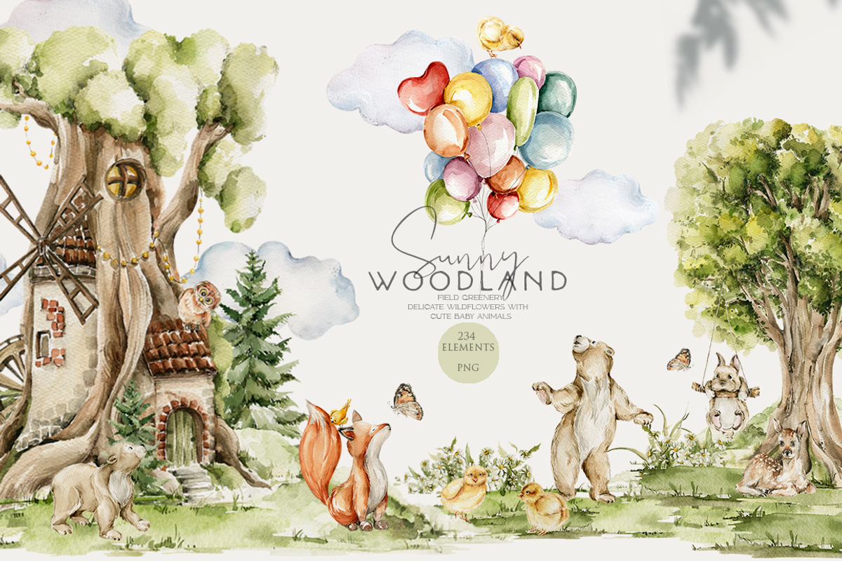 Spring woodland Baby animals clipart, an Animal Illustration by 60secondsArt (Photo 1 of 14)