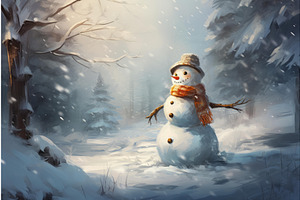 Frosty Snowman Winter Art. Generate