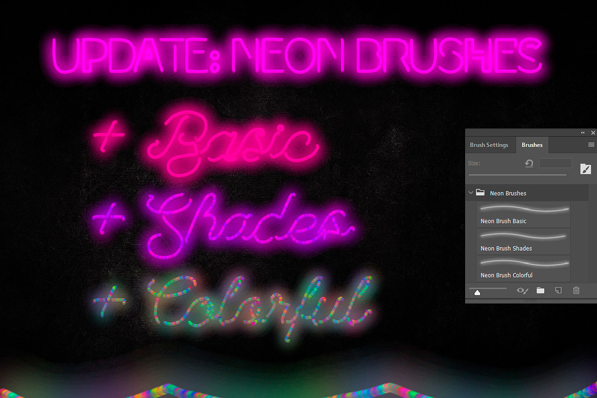Neon Text Layer Styles FREE BRUSHES, a Layer Style Add-On by Graphic Spirit (Photo 9 of 9)