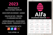 Alfa Calendar Creator 2023, a Stationery Template by inimalGraphic (Thumbnail 1 of 7)