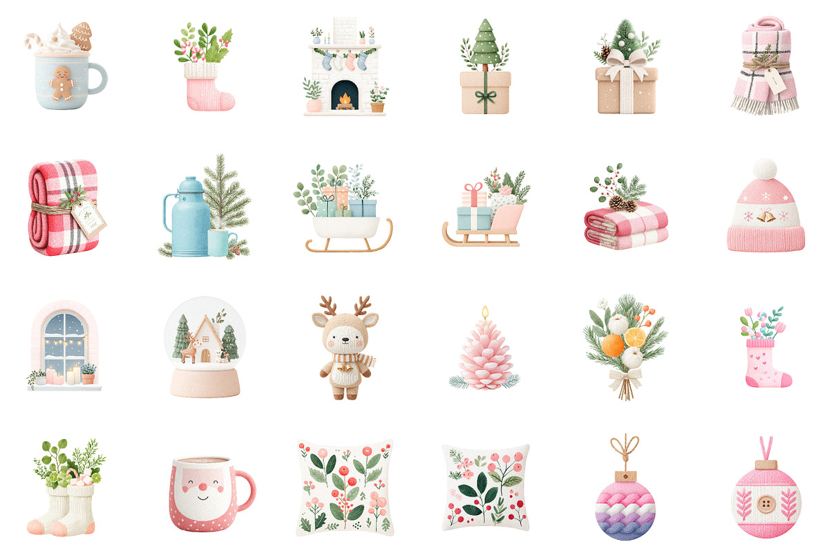 Cozy Christmas Watercolor Clipart Se, an Illustration by Sublimation Artist (Photo 2 of 6)