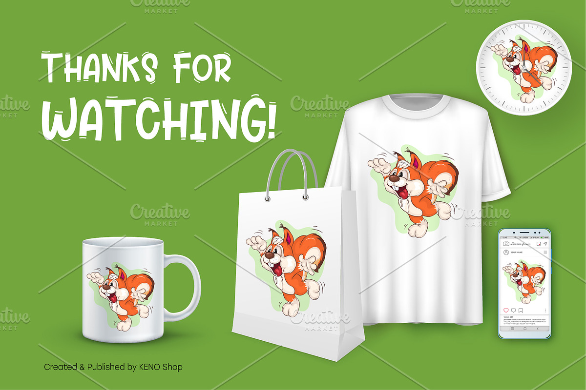 Curious Cartoon Squirrel. Clipart., an Animal Illustration by KENO Mascots (Photo 3 of 3)