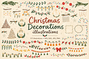 Christmas Decorations Illustrations, a Seasonal Illustration by Anna Studio (Thumbnail 1 of 11)