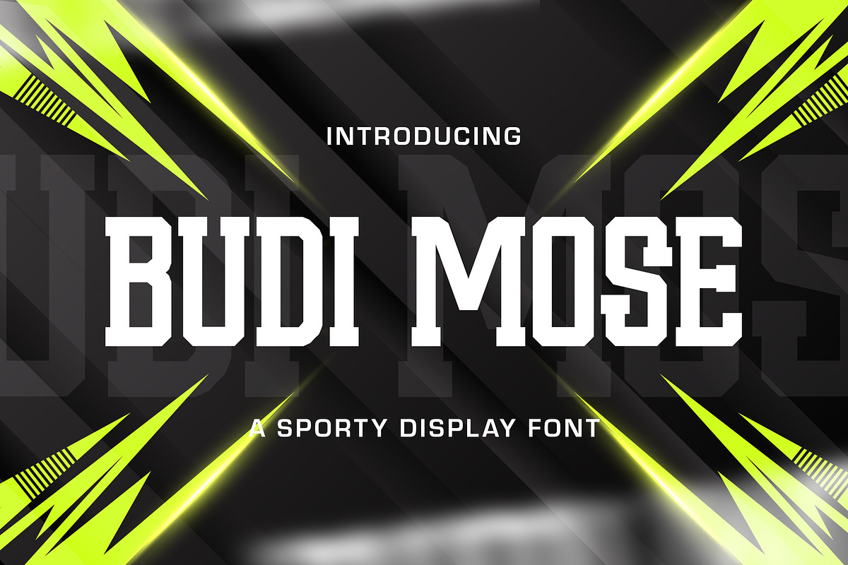 Budi Mose - Sporty Display Font, a Sans Serif Font by StringLabs (Photo 1 of 8)