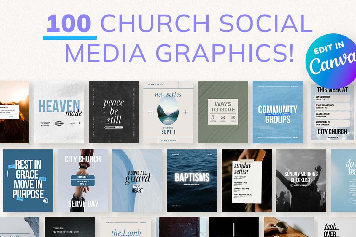 100 Church Social Media Graphics, a Social Media Template by Blue River Studio (Photo 1 of 5)