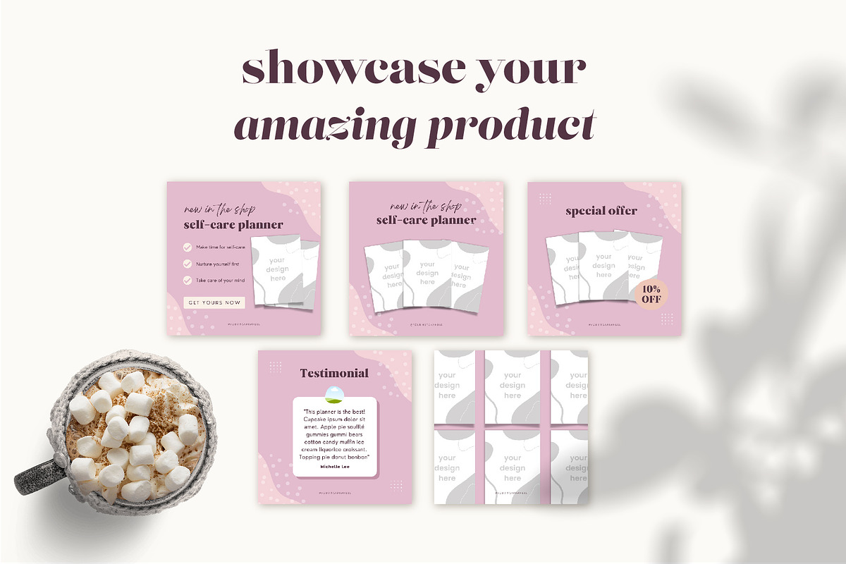 Self-Care Instagram Canva Templates, a Social Media Template by ClementineCreative (Photo 6 of 7)