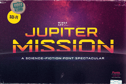 Jupiter Mission: A Retro Sci-Fi Font, a Handwritten Font by Wingsart Studio