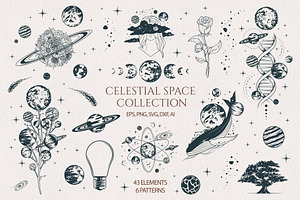 Handdrawn Celestial Space Collection