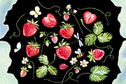 Watercolor strawberry PNG + insects, an Illustration by Alena Kurian (Thumbnail 3 of 3)