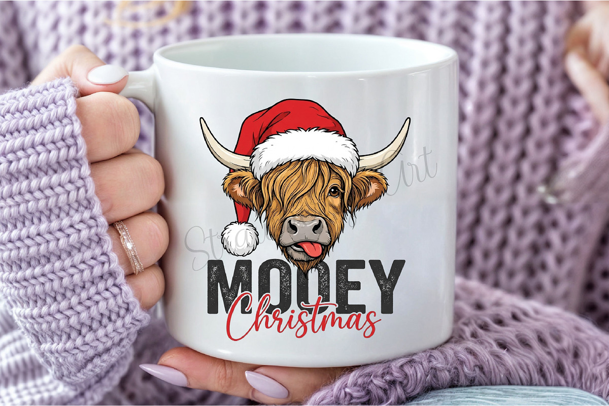Mooey Christmas PNG, a Seasonal Illustration by DreamCafeArt (Photo 7 of 7)