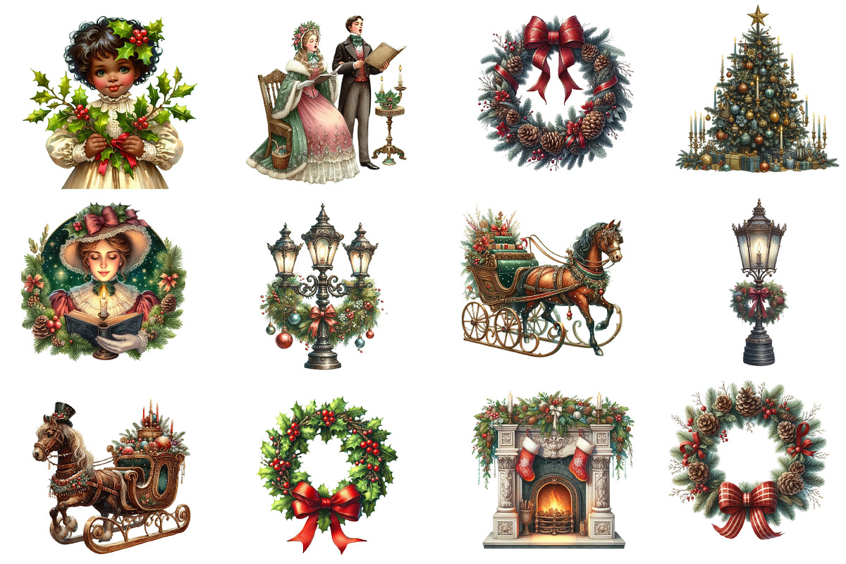 Victorian Christmas Clipart, an Illustration by Designworld (Photo 4 of 5)