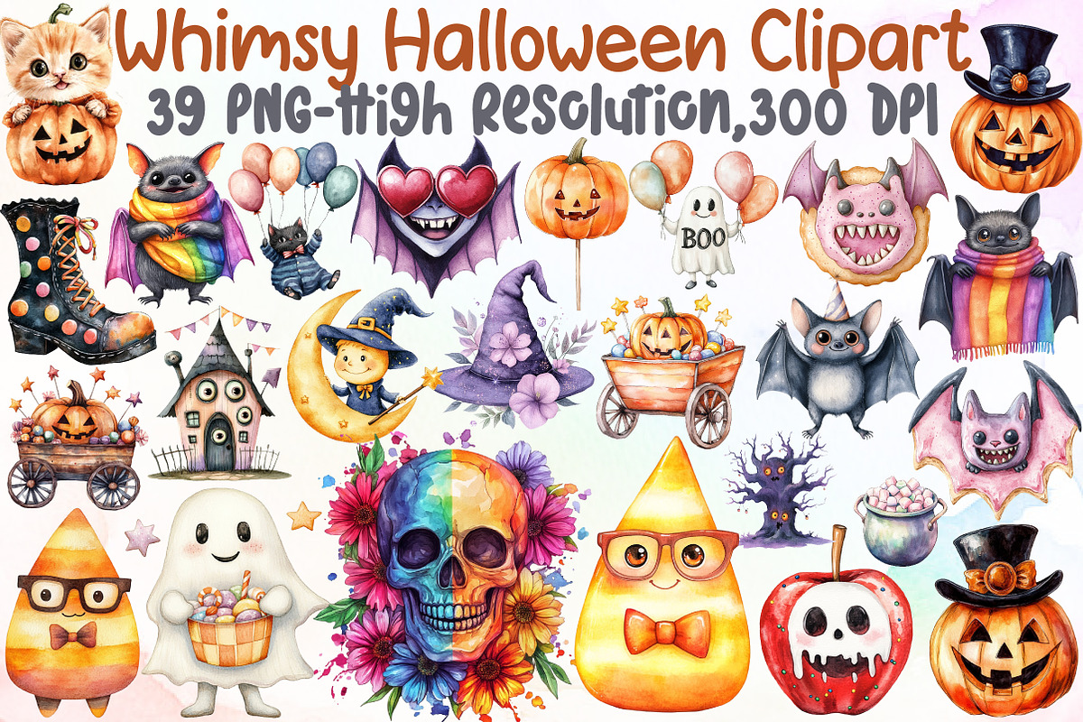Whimsy Halloween Clipart, an Illustration by Sublimation Artist (Photo 1 of 6)
