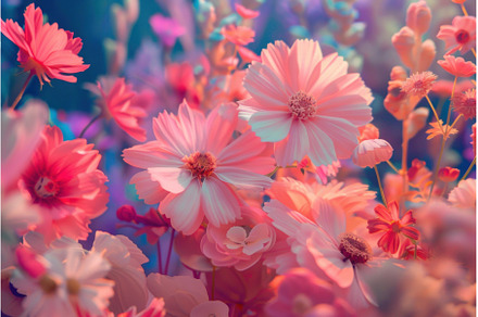 Delicate pink cosmos flowers, a Nature Photo by Ylivdesign