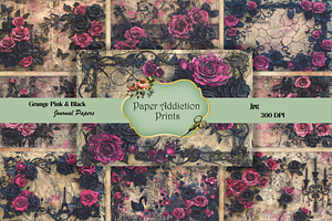 Grunge Pink & Black Journal Papers