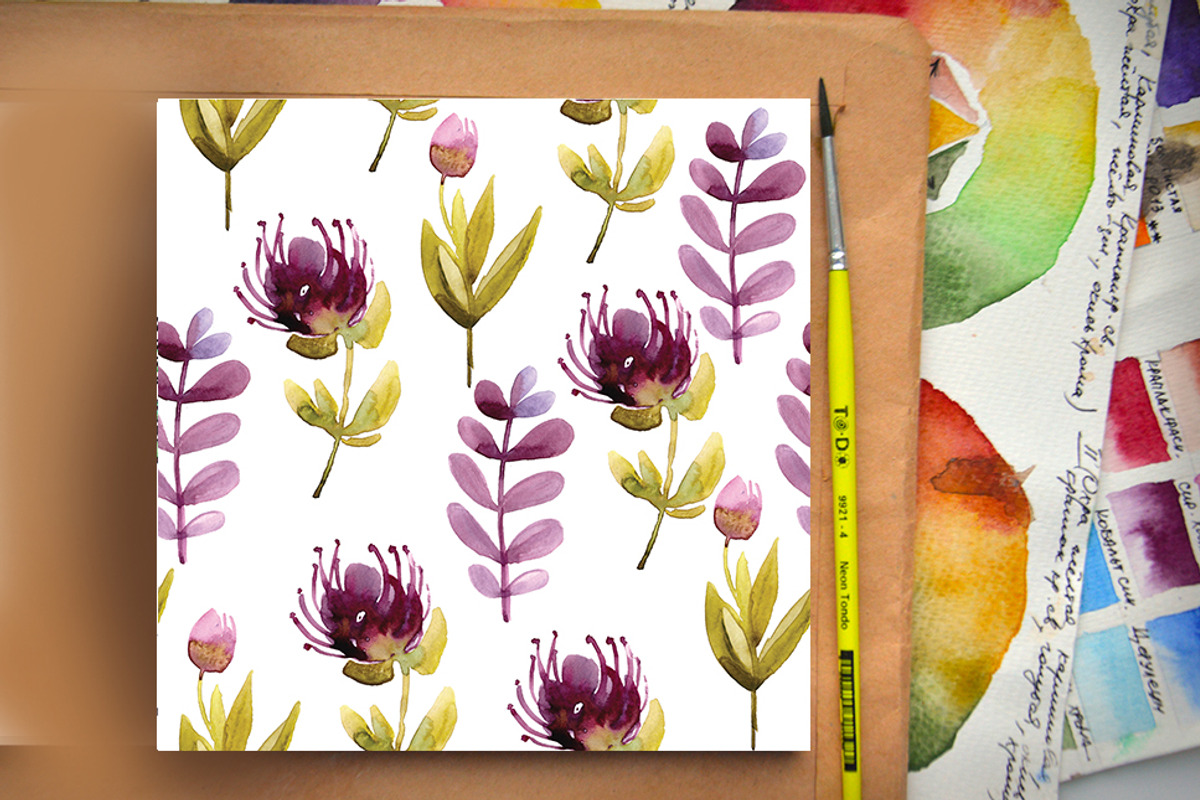 Watercolor Violet herbs and flowers, an Illustration by Olesya Morokhovets (Photo 4 of 5)