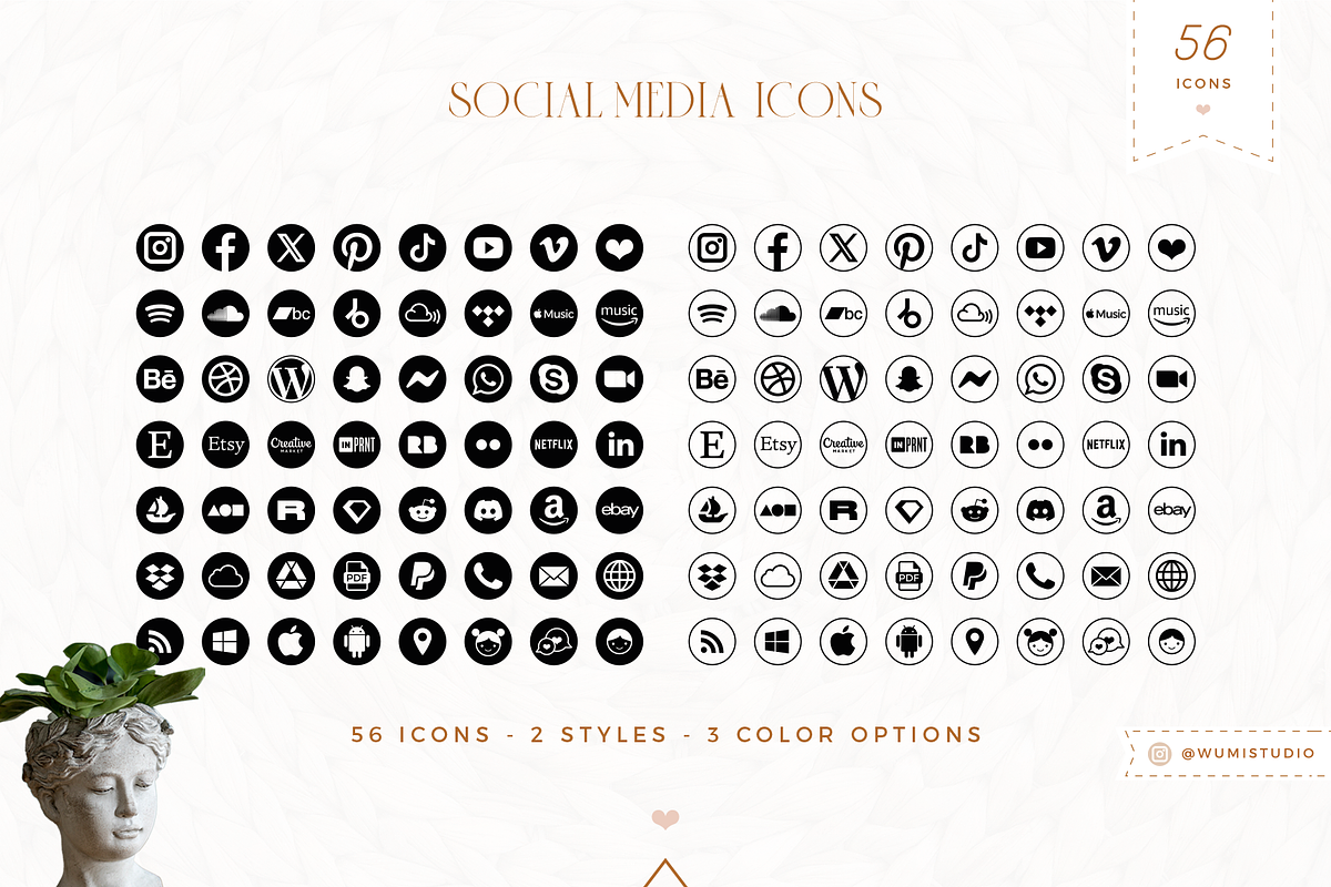 Social Media Icons, a Solid Icon by Wumi Studio (Photo 2 of 5)