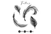 Black Feathers Stencil Boho Line Art, an Illustration by ilonitta (Thumbnail 6 of 6)