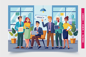 Business Team Holding Documents, a Finance Illustration by Tanuart