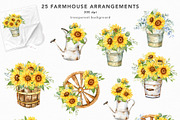 Sunflower Watercolor Hand Drawn, a Seasonal Illustration by CaraulanStore (Thumbnail 2 of 10)