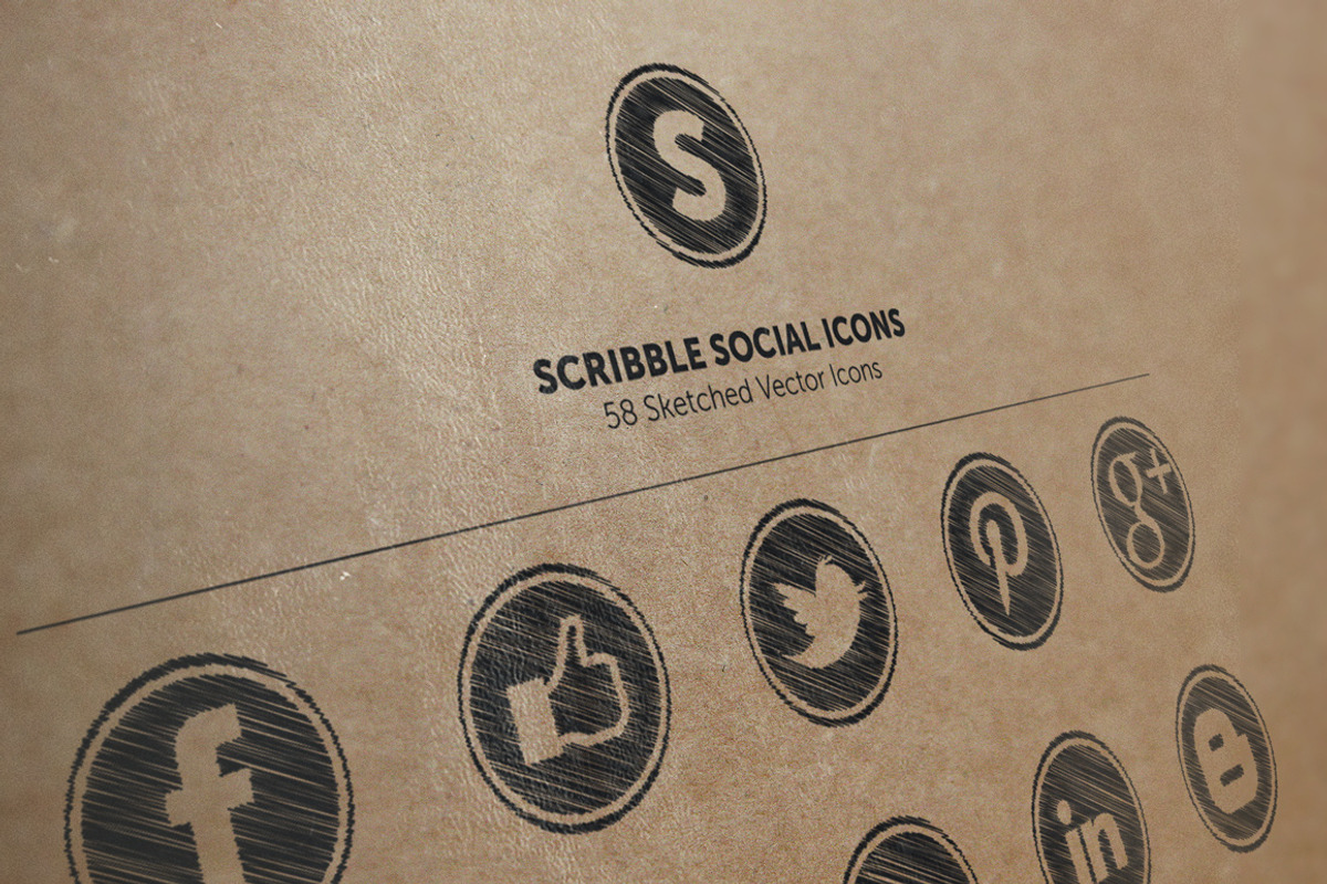 58 Scribble Social Icons, an Icon by Inconcept Media Arsenal (Photo 1 of 3)