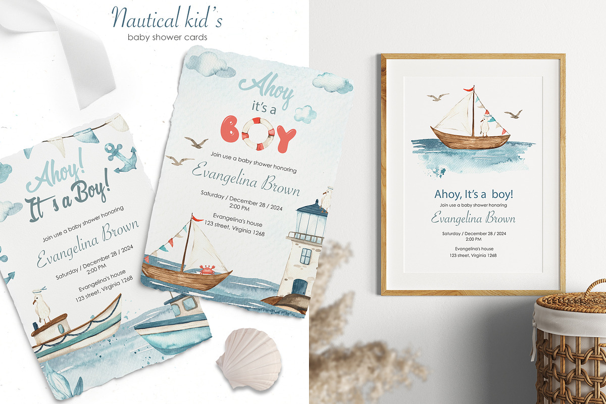 Nautical kids watercolor, a Transportation Illustration by Marina Ermakova (Photo 6 of 12)