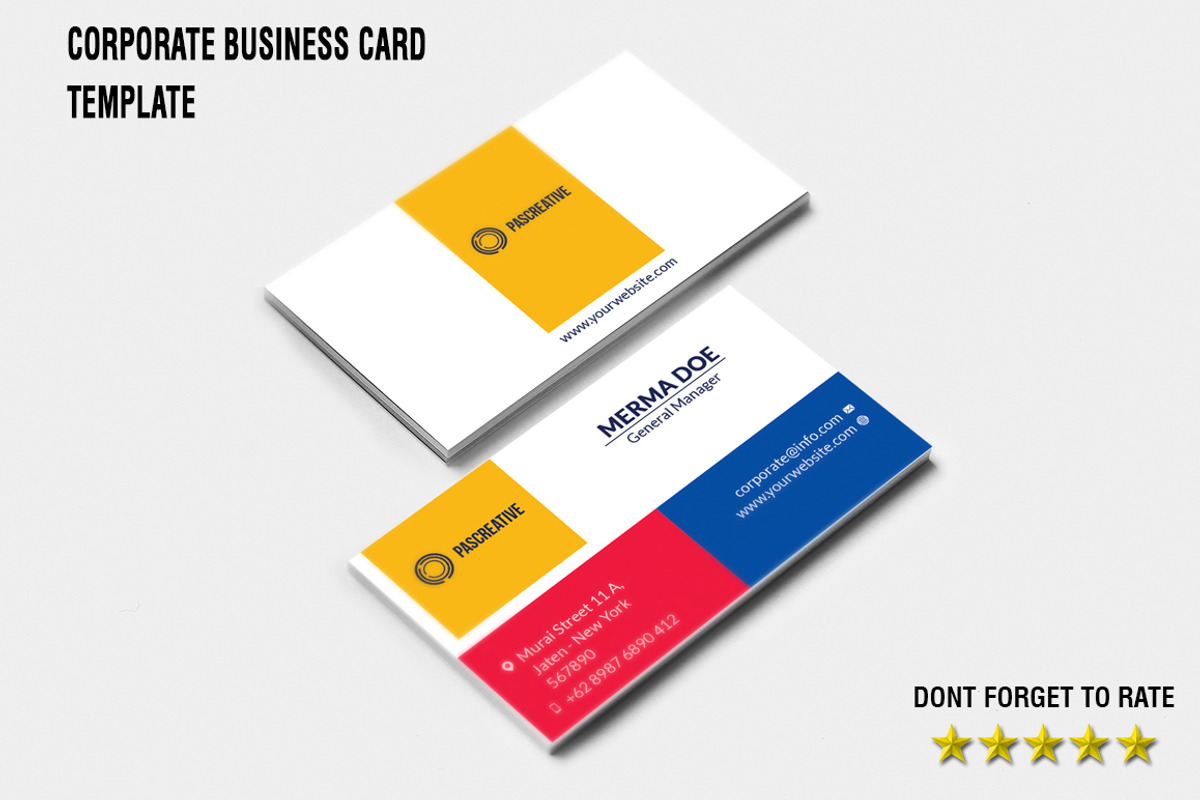 Corporate Business Card Template, a Business Card Template by mesuka