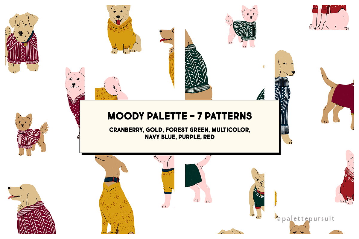 Dogs in Sweaters Seamless Patterns, a Pattern Graphic by Palette Pursuit (Photo 12 of 14)
