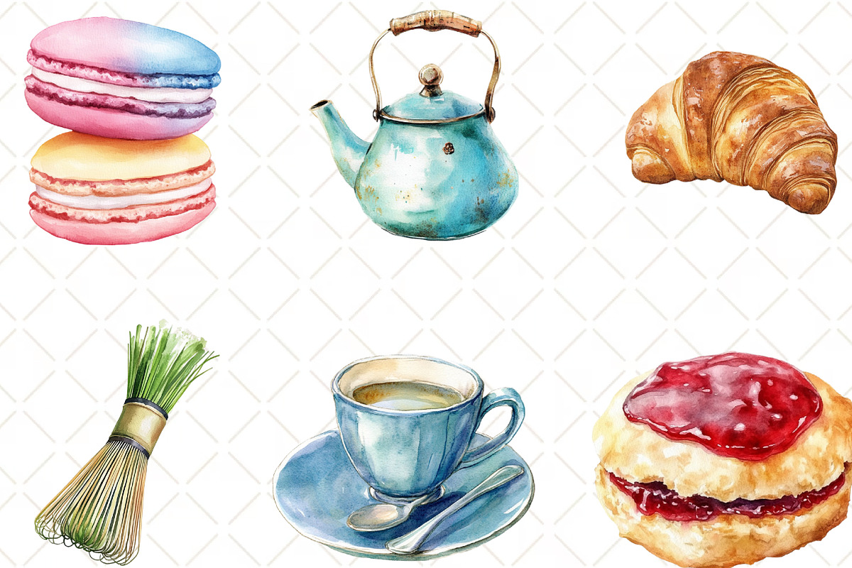 Watercolor Tea Time Clipart Bundle, an Illustration by Black Bird Studio (Photo 2 of 6)
