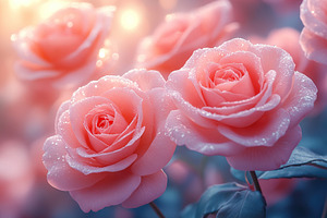 Beautiful pink rose flowers in pastel colors, a Nature Photo by AlyaAnd