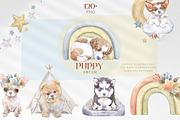Puppy Dream Baby Watercolor Clipart, an Animal Illustration by Cat In Colour (Thumbnail 1 of 9)