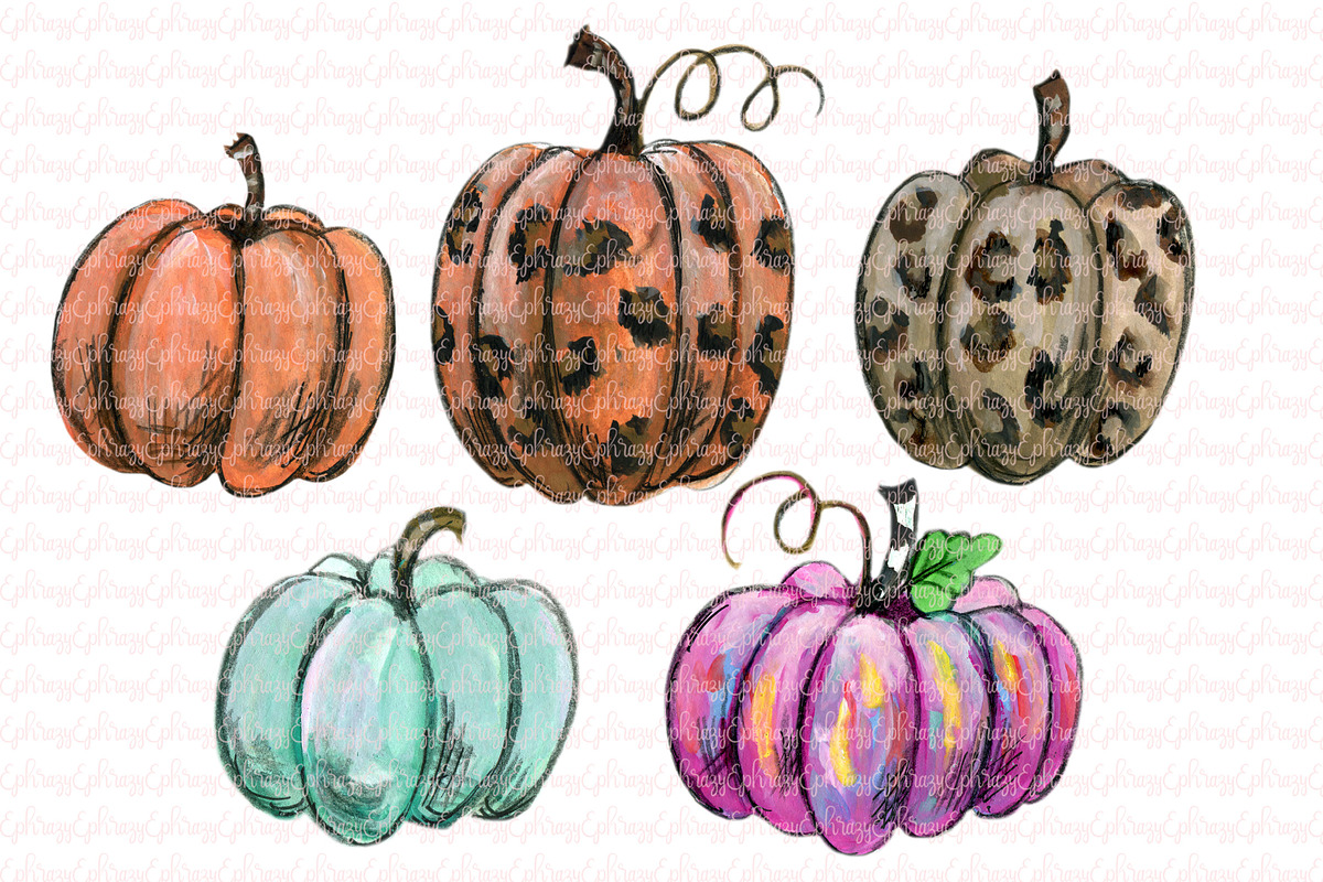 Pumpkins clipart. Leopard, pink, an Illustration by EphrazyGraphics