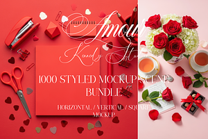 Valentine Aesthetic Desk Mockup 1000, a Packaging Mockup by KennedyStudio