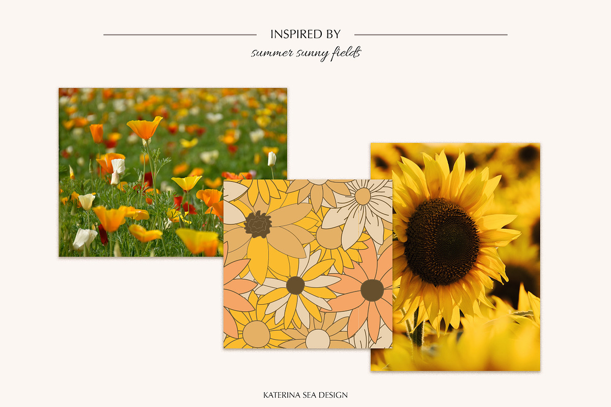 Summer flowers vector patterns, a Pattern Graphic by Katerina.Sea.Design (Photo 2 of 10)