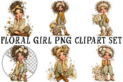 Floral Girl PNG Clipart Set, an Illustration by OK Design (Thumbnail 2 of 6)