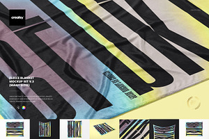 Fleece Blanket Mockup Set v.3, a Household Mockup by creatsy5
