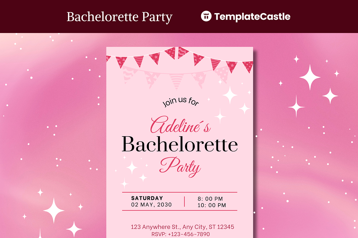 Bachelorette Party Canva Invitation, a Design Template by TemplateCastleStore (Photo 1 of 2)