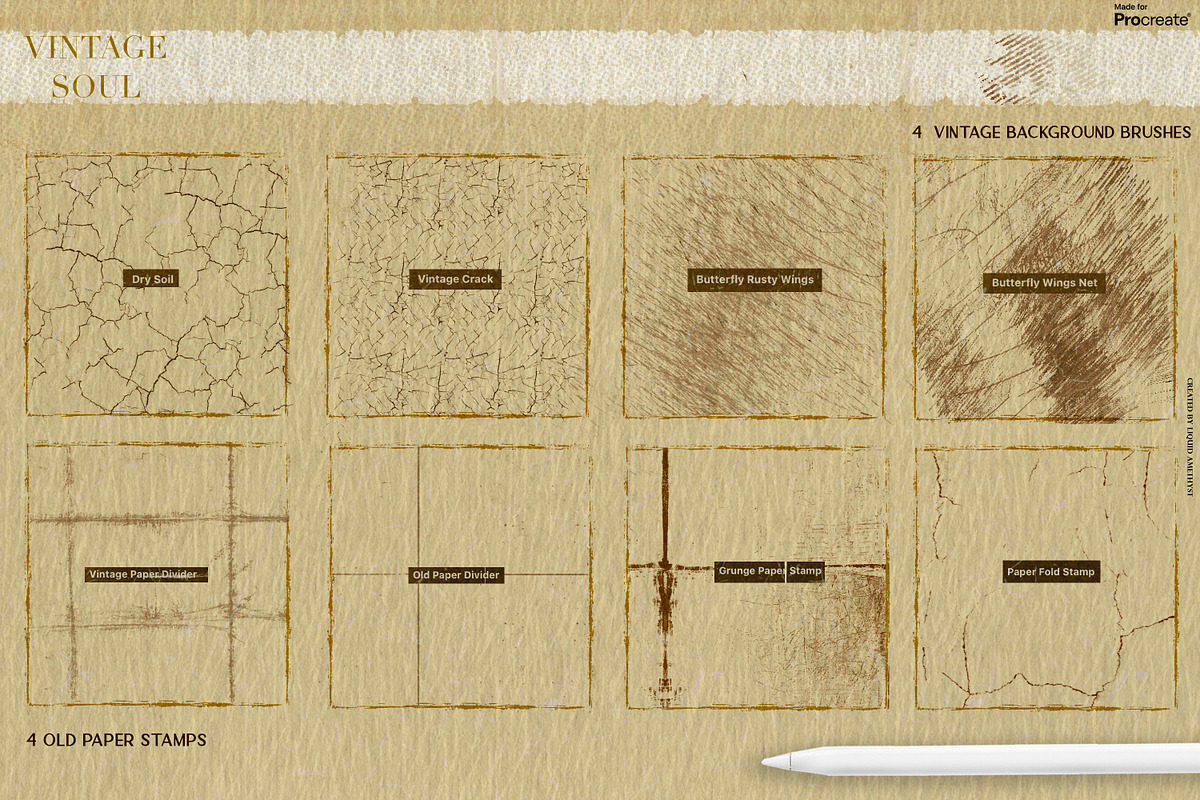 Vintage Soul Procreate Kit, a Brush Add-On by Liquid Amethyst Art (Photo 3 of 12)