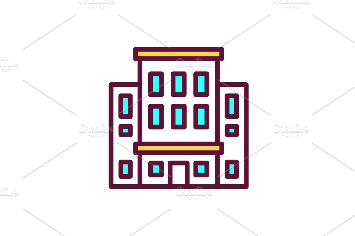 Apartment building color line icon, a Work Illustration by Backwoods_studio