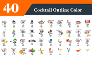 Cocktail Outline Color Icons Bundle, an Outline Icon by EllaMaiyaali (Thumbnail 1 of 3)