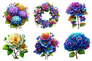 Spring Blooming Hydrangea Clipart, an Illustration by Dream Creation (Thumbnail 3 of 7)