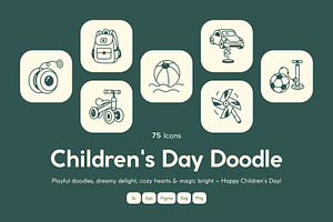 Children's Day Doodle Icons, an Outline Icon by Vectors Market