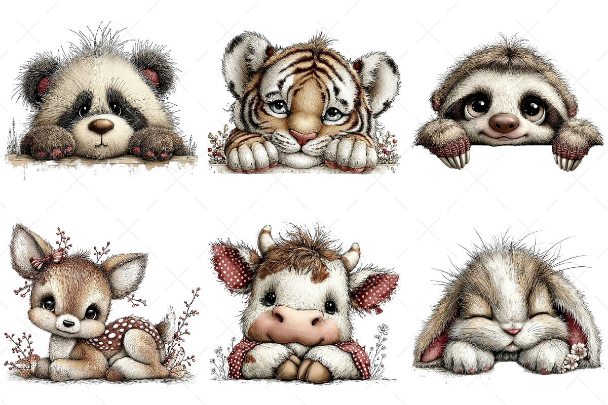 Cute Animals Lying Down Clipart, an Illustration by Craft Nest (Photo 5 of 11)
