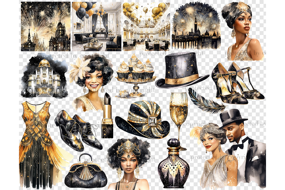 1920s Party Black Clipart, a Person Illustration by GlamArtZhanna (Photo 5 of 5)