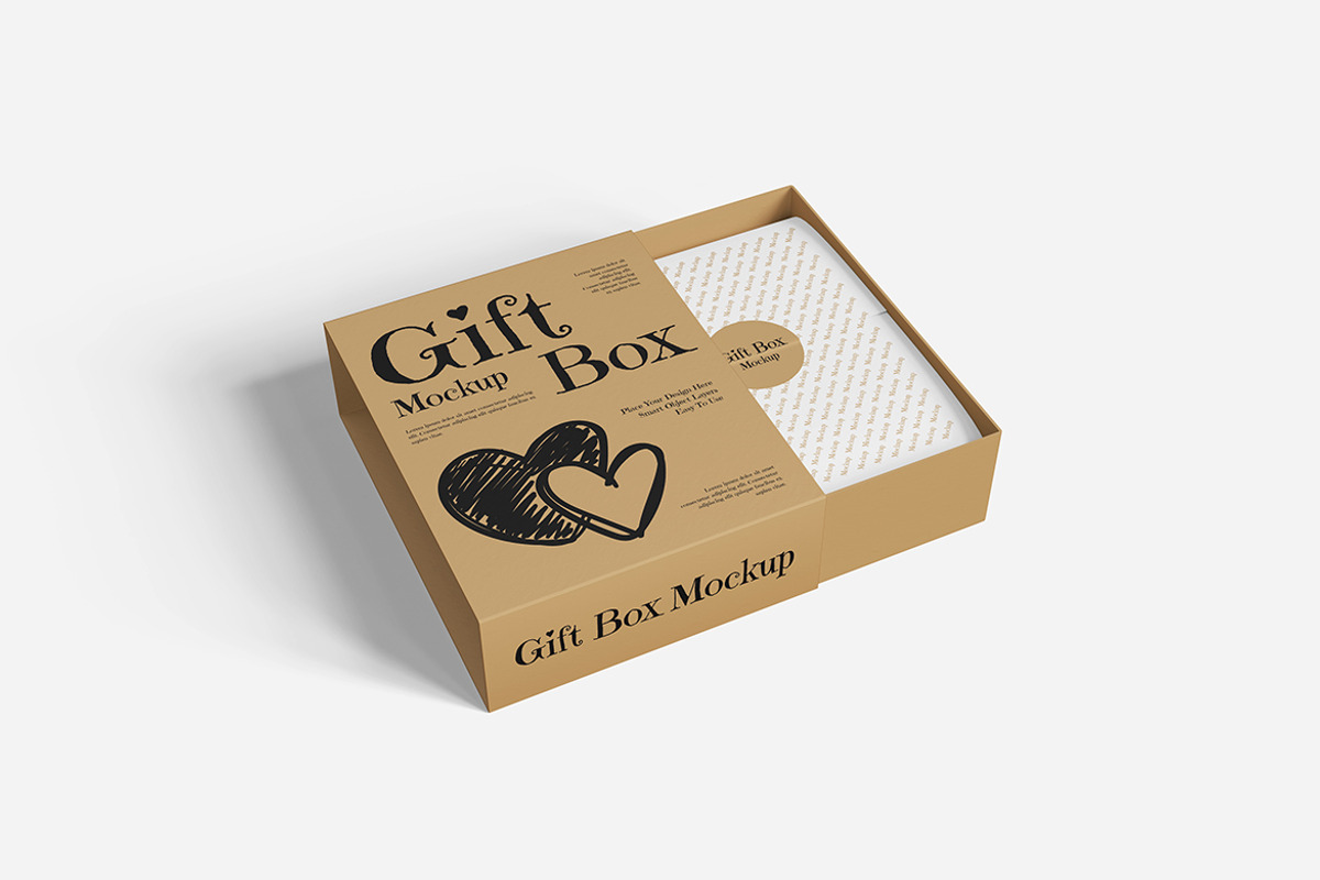 Gift Box Mockup PSD Packaging, an Advertising Mockup by Indah (Photo 2 of 6)